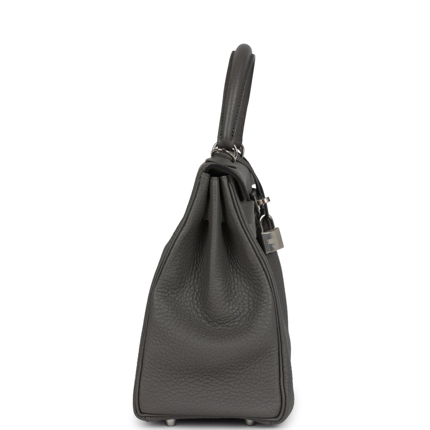 Kelly Retourne 28 Gris Meyer Clemence Palladium Hardware Bag
