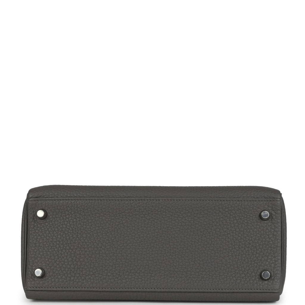 Kelly Retourne 28 Gris Meyer Clemence Palladium Hardware Bag