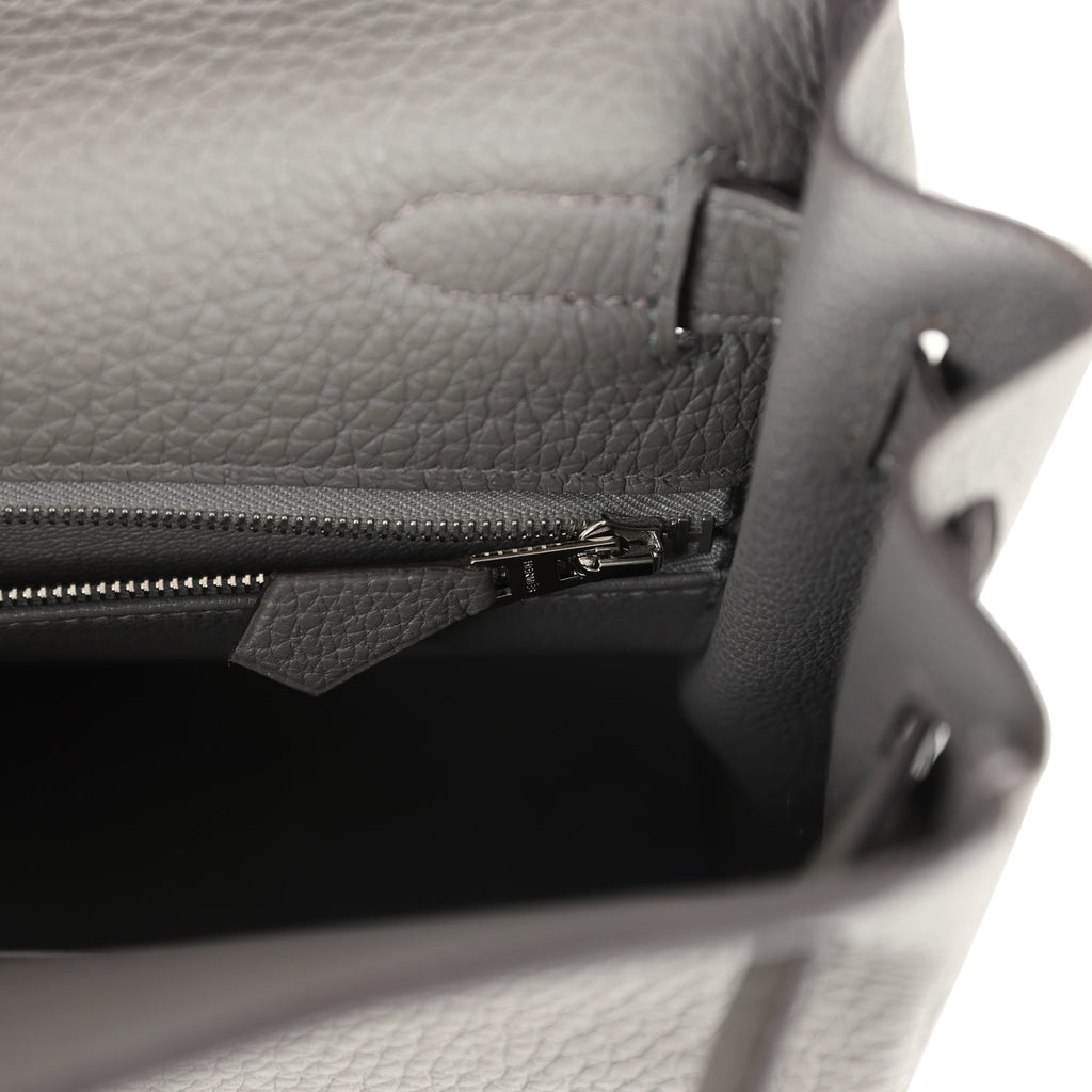 Kelly Retourne 28 Gris Meyer Clemence Palladium Hardware Bag
