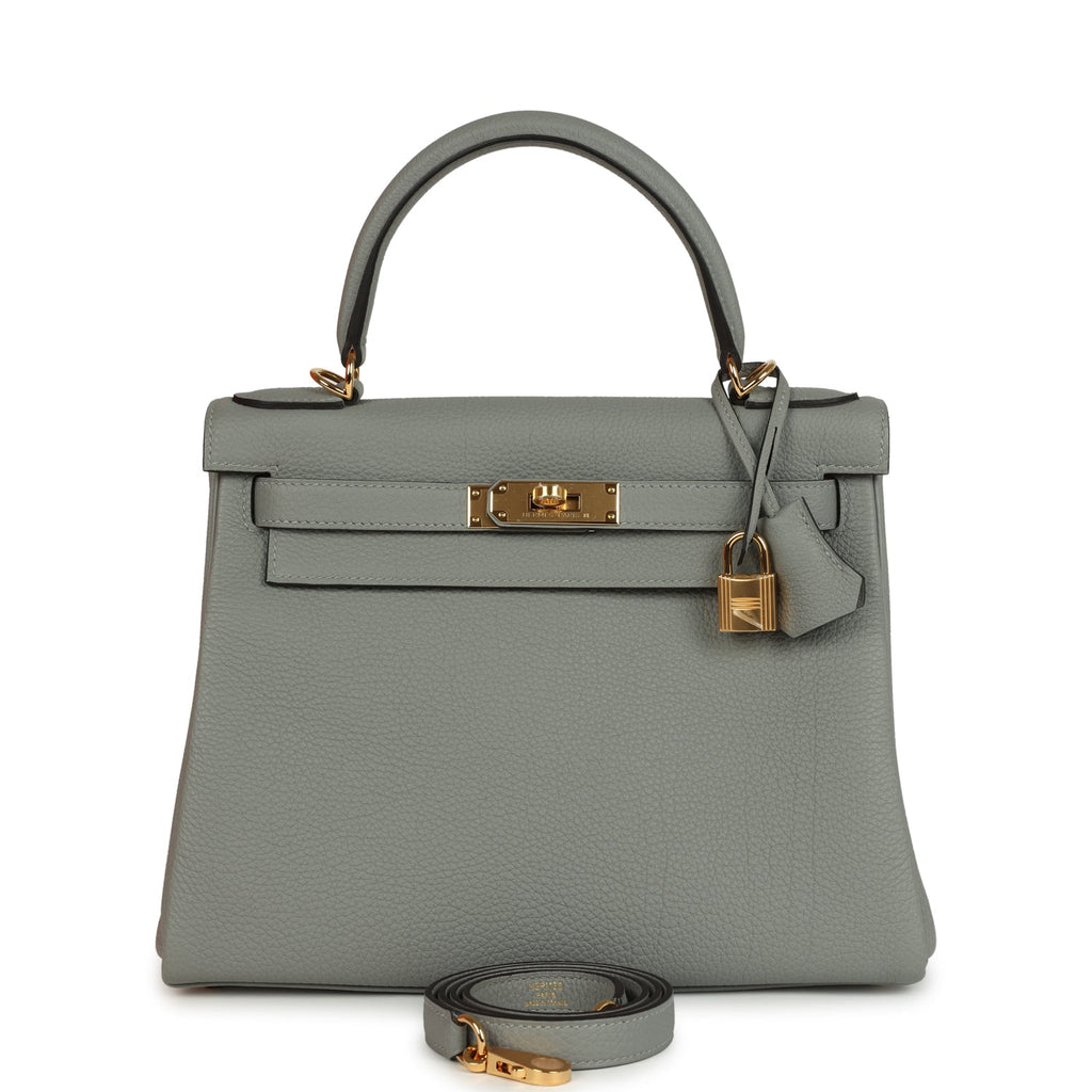 Kelly Retourne 28 Gris Mouette Togo Gold Hardware Bag