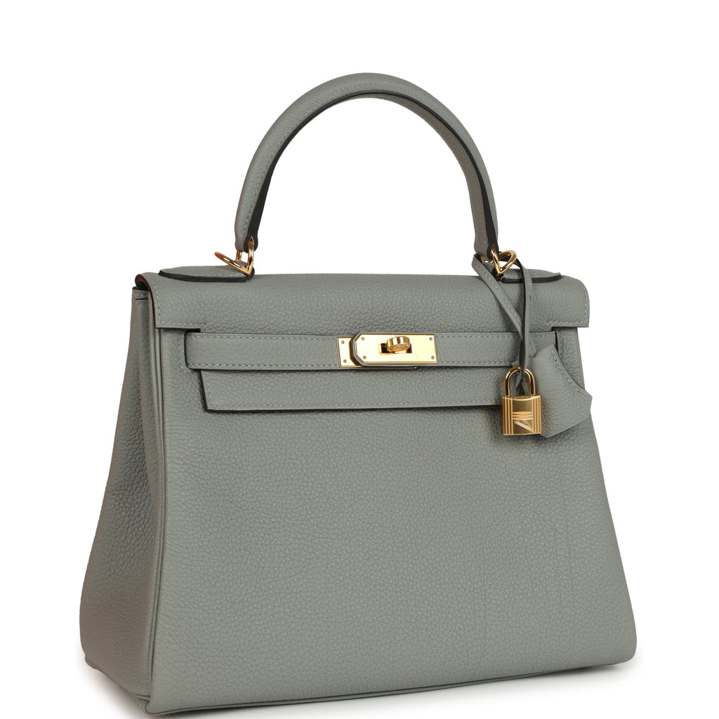 Kelly Retourne 28 Gris Mouette Togo Gold Hardware Bag