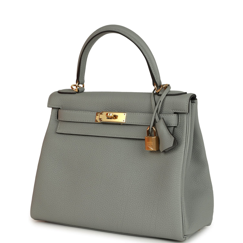 Kelly Retourne 28 Gris Mouette Togo Gold Hardware Bag