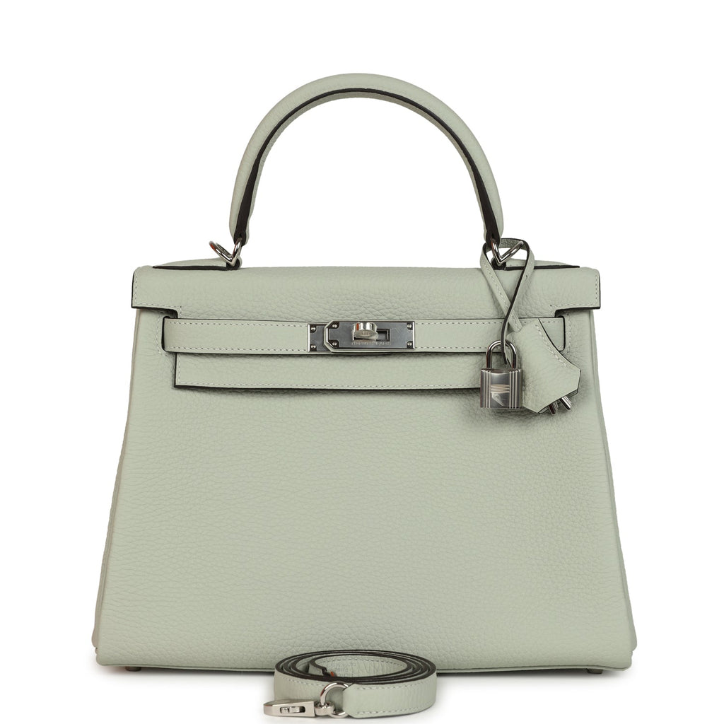Kelly Retourne 28 Gris Neve Clemence Palladium Hardware Bag