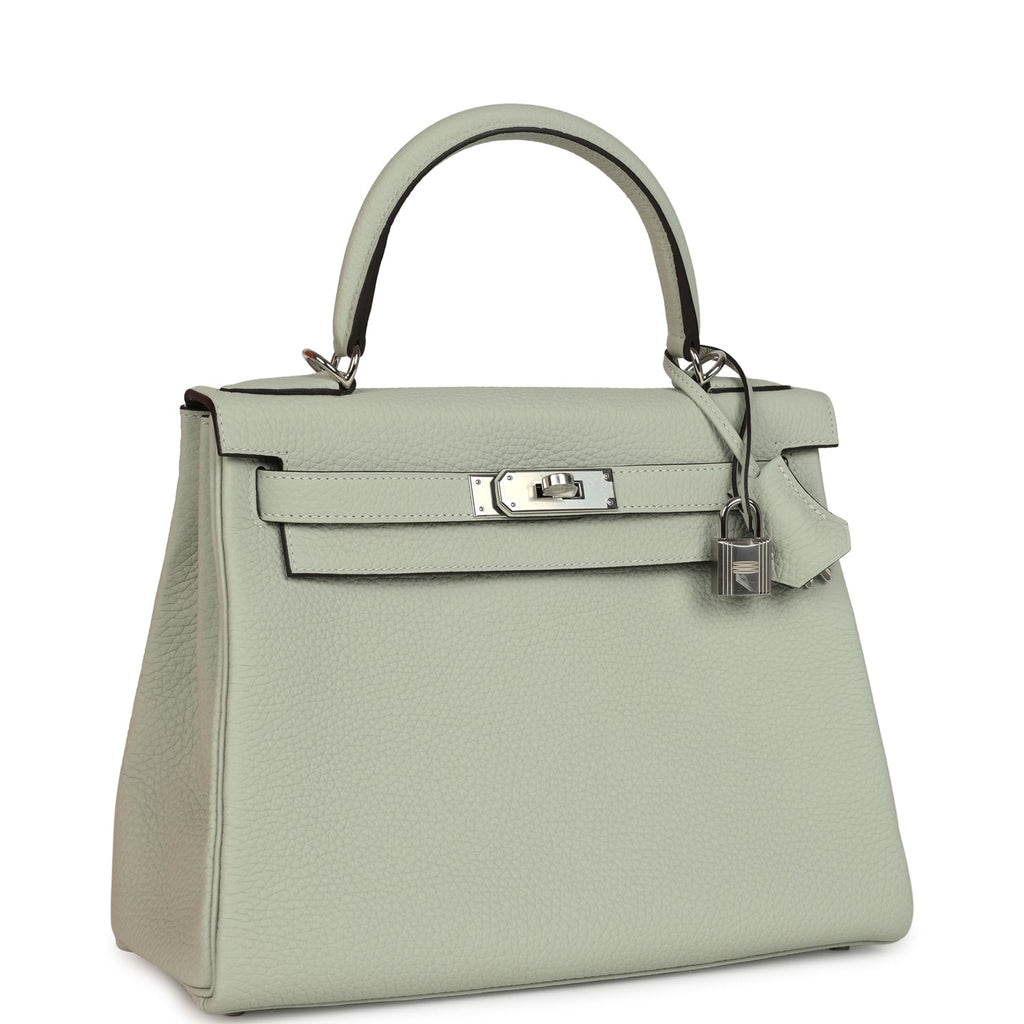 Kelly Retourne 28 Gris Neve Clemence Palladium Hardware Bag