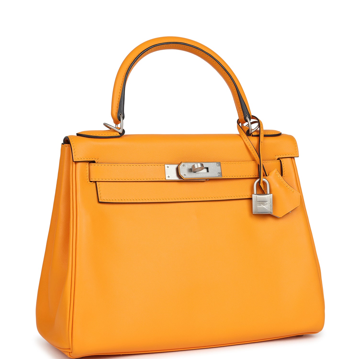 Kelly Retourne 28 Jaune D'Or Swift Brushed Palladium Hardware Bag