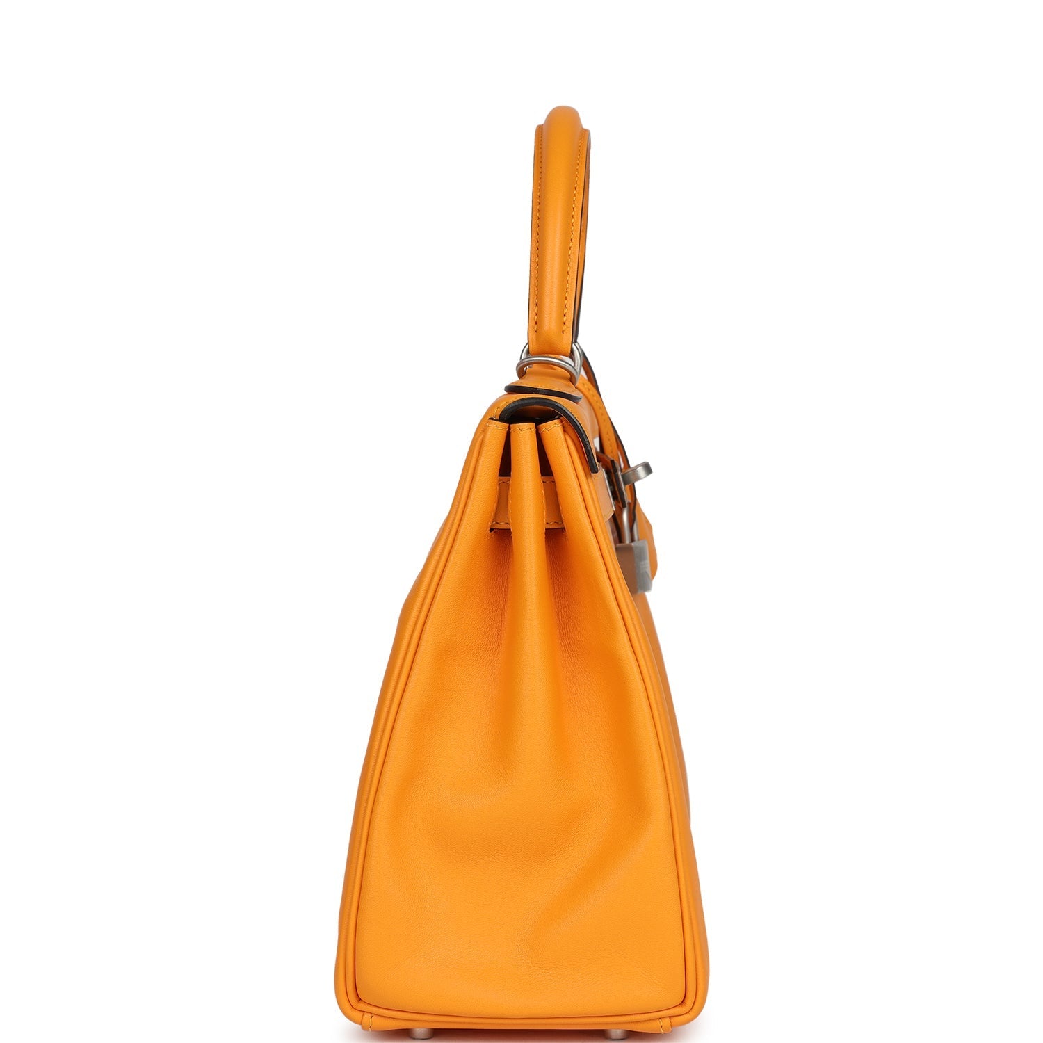 Kelly Retourne 28 Jaune D'Or Swift Brushed Palladium Hardware Bag