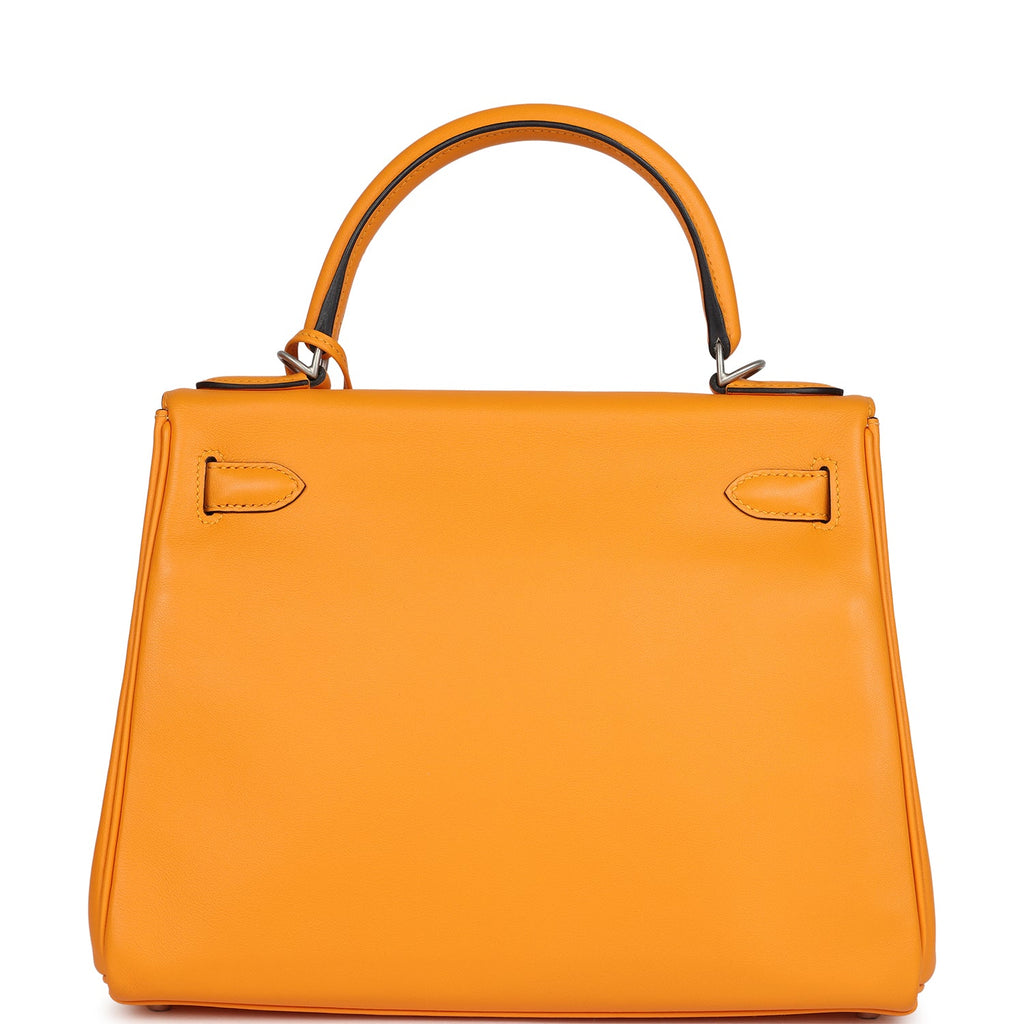 Kelly Retourne 28 Jaune D'Or Swift Brushed Palladium Hardware Bag