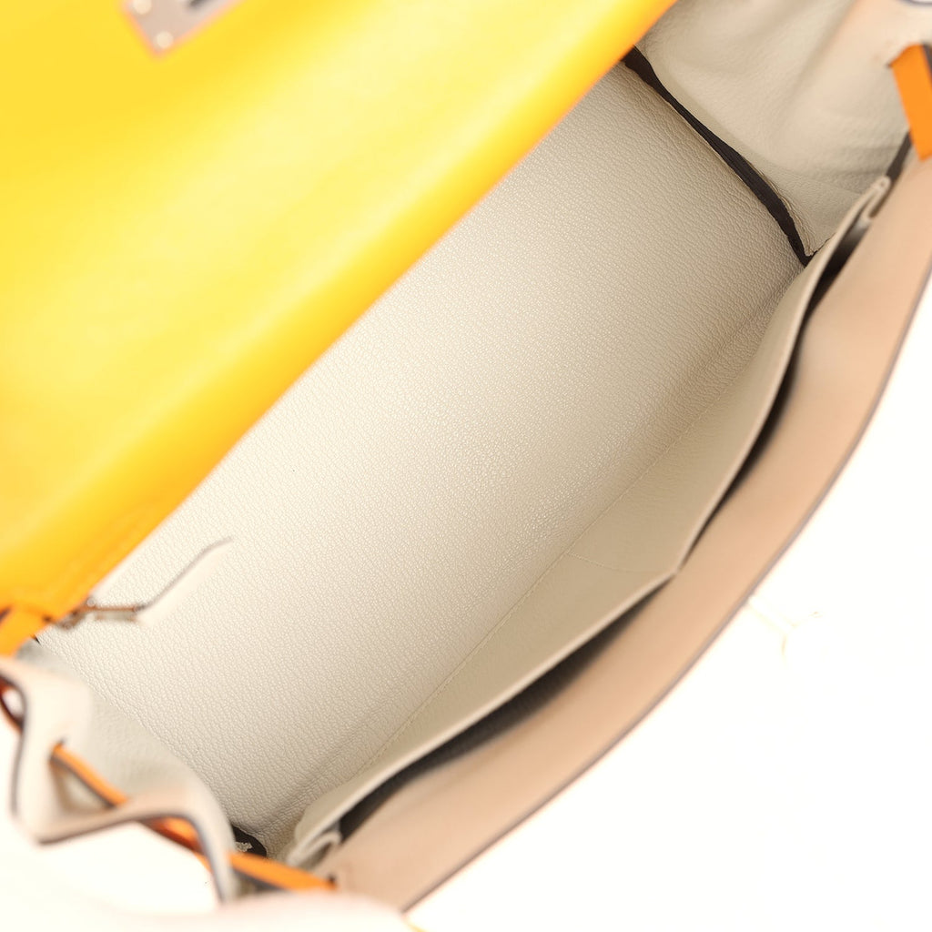 Kelly Retourne 28 Jaune D'Or Swift Brushed Palladium Hardware Bag