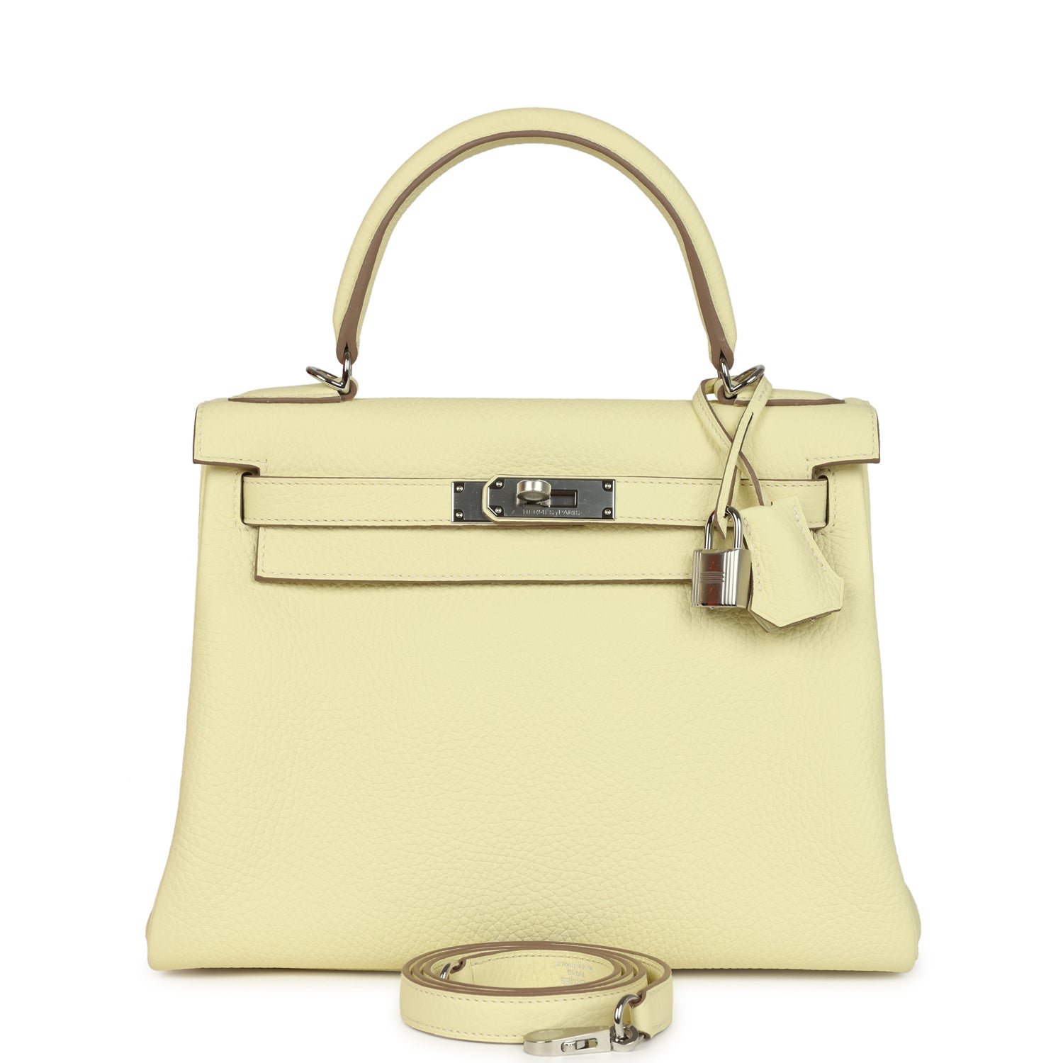 Kelly Retourne 28 Jaune Milton Clemence Palladium Hardware Bag