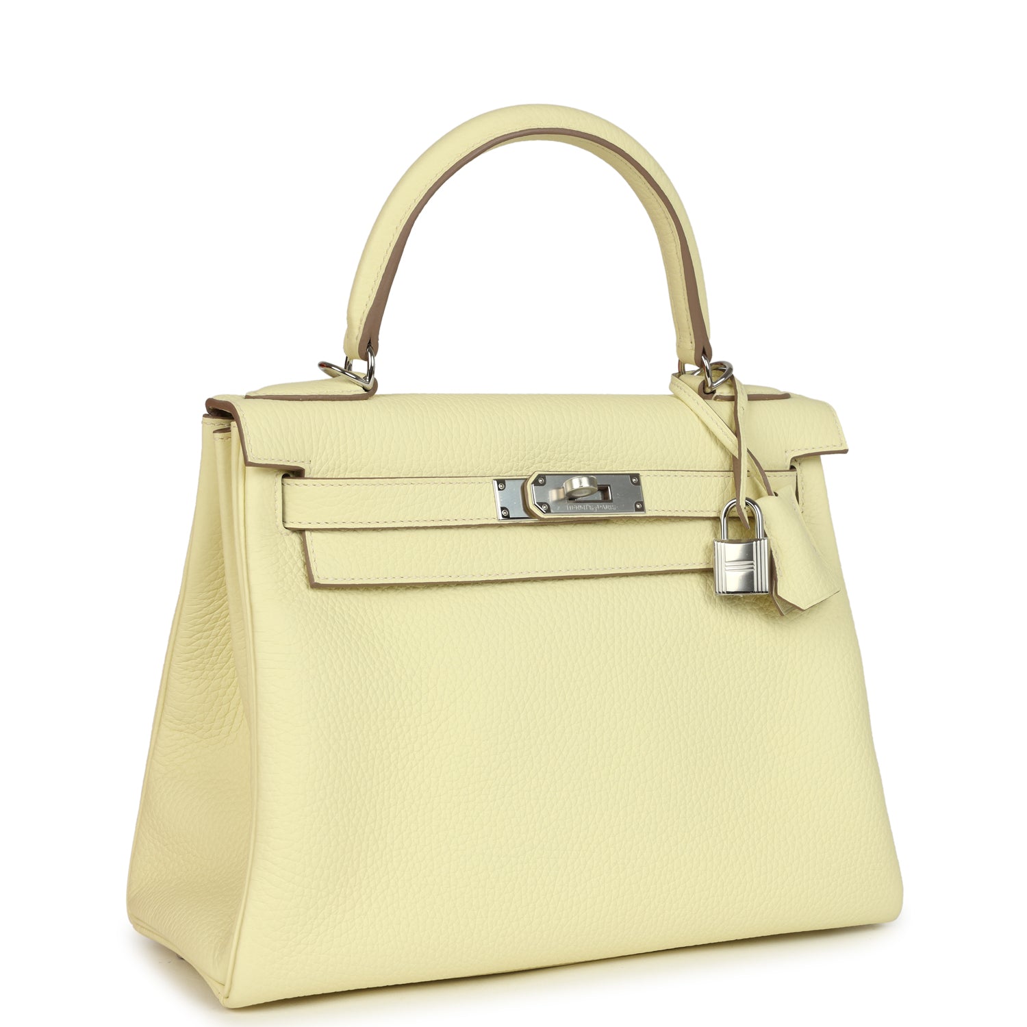 Kelly Retourne 28 Jaune Milton Clemence Palladium Hardware Bag
