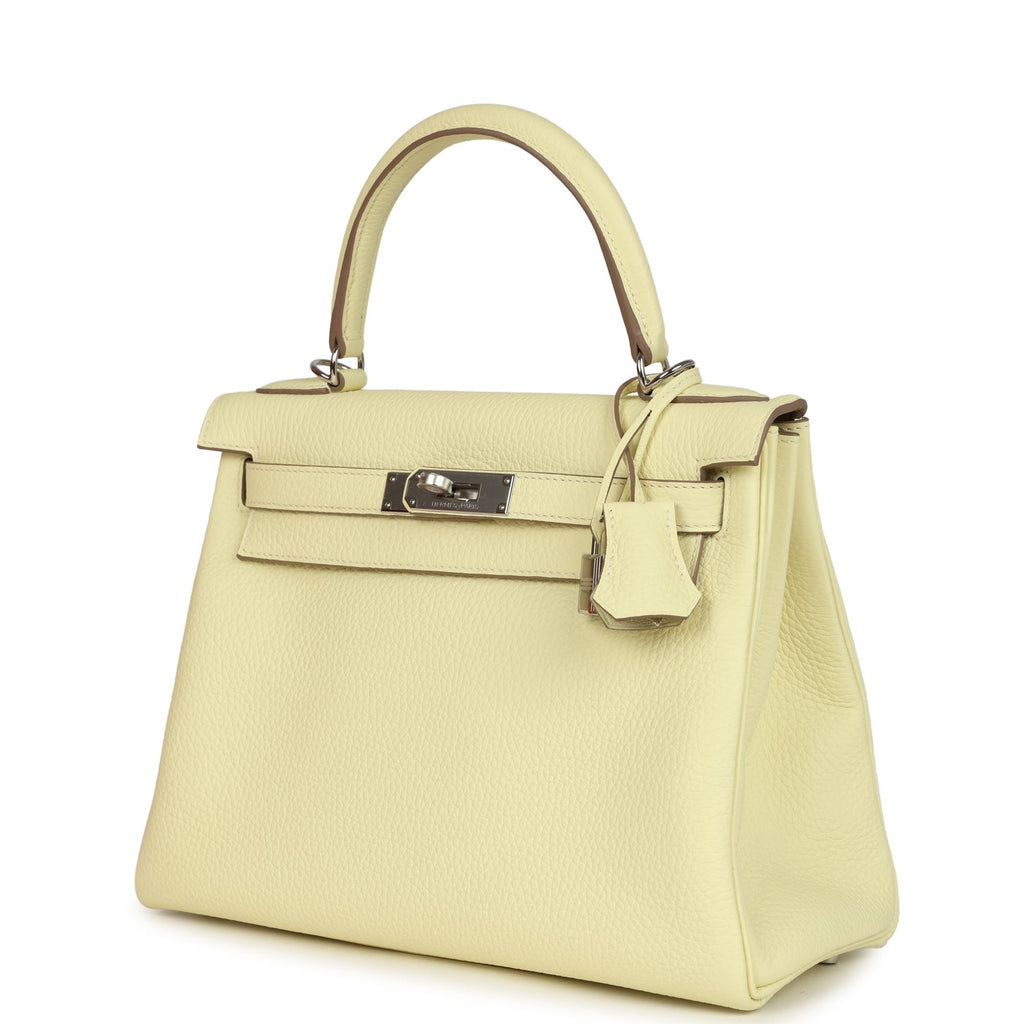 Kelly Retourne 28 Jaune Milton Clemence Palladium Hardware Bag