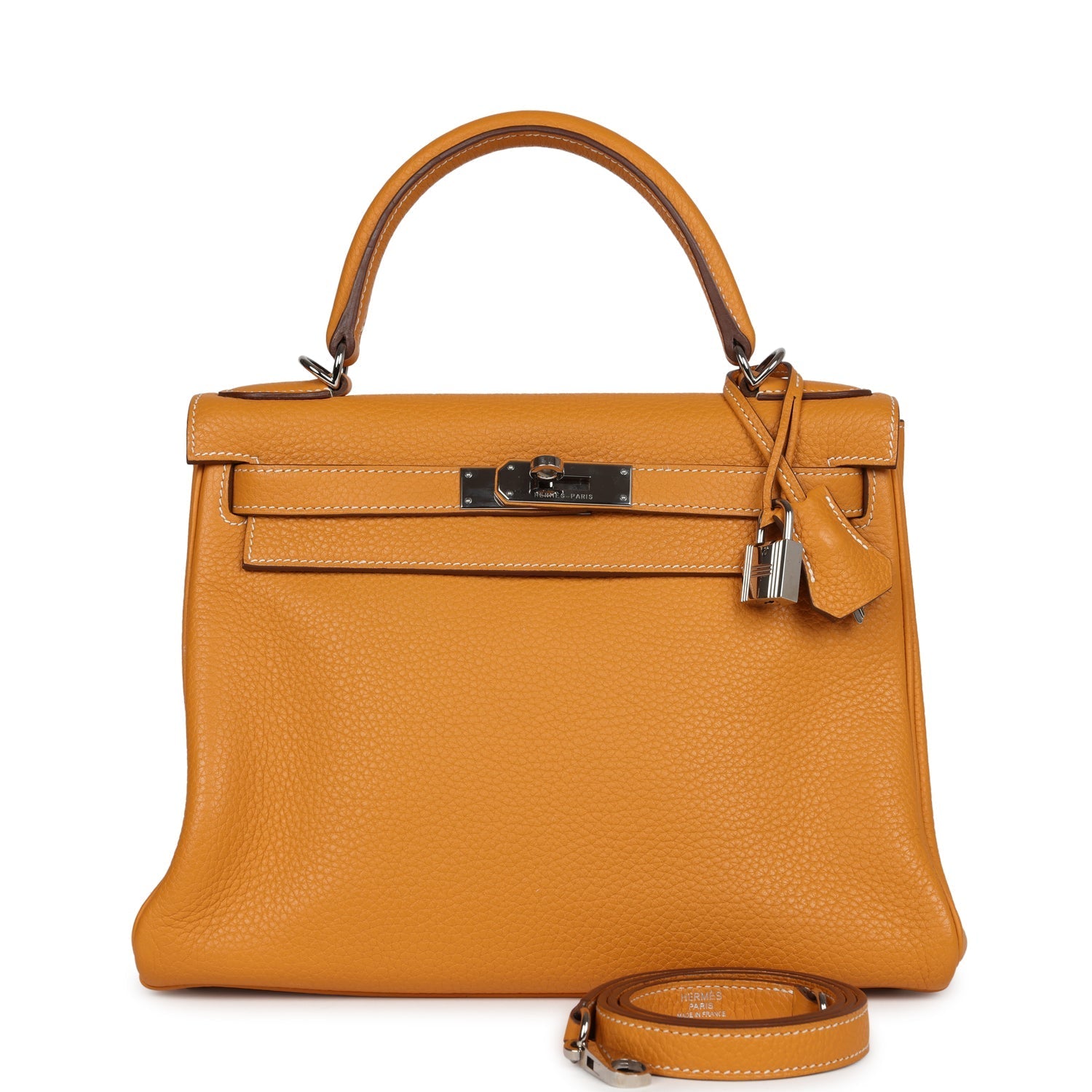 Kelly Retourne 28 Moutarde Clemence Palladium Hardware Bag