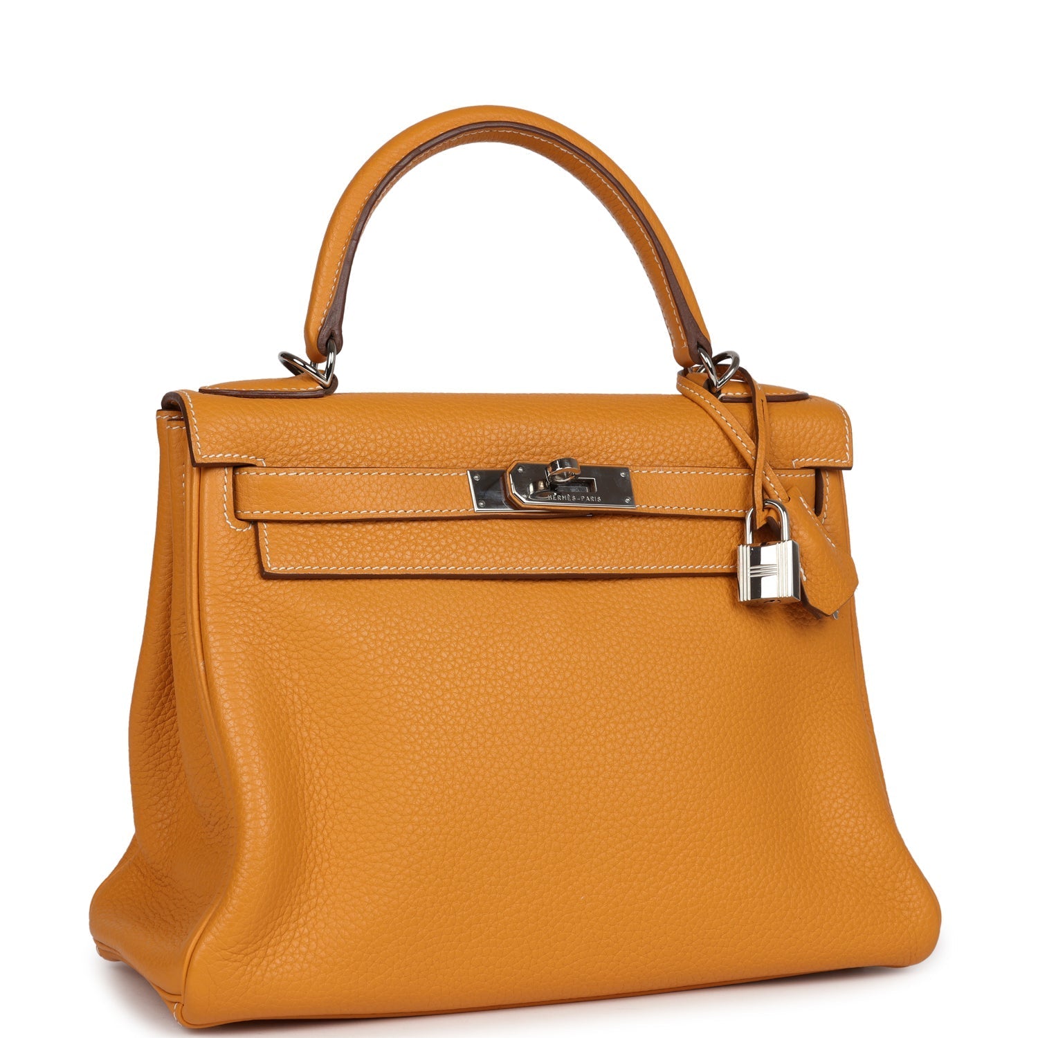 Kelly Retourne 28 Moutarde Clemence Palladium Hardware Bag