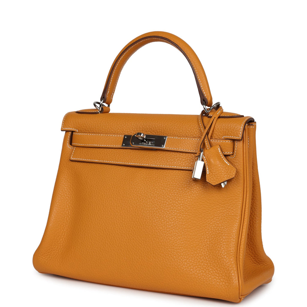 Kelly Retourne 28 Moutarde Clemence Palladium Hardware Bag