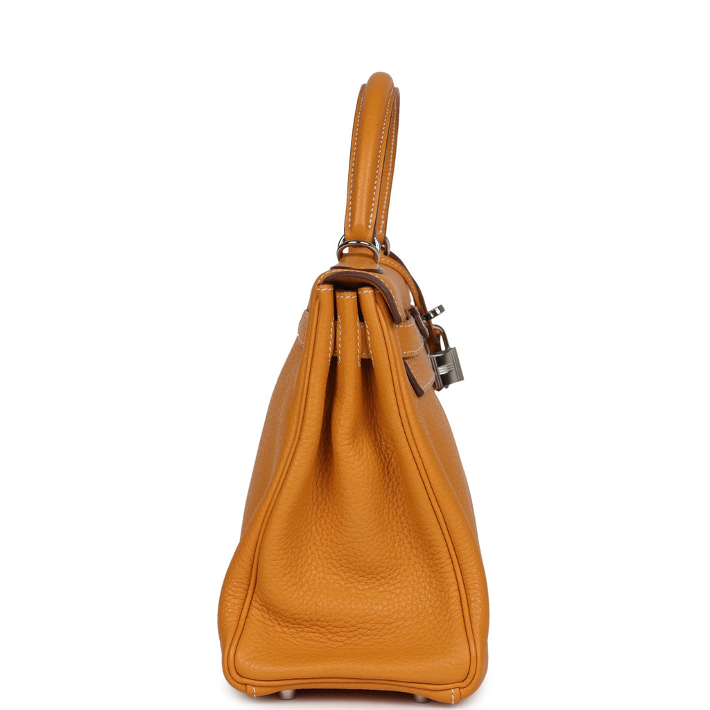 Kelly Retourne 28 Moutarde Clemence Palladium Hardware Bag