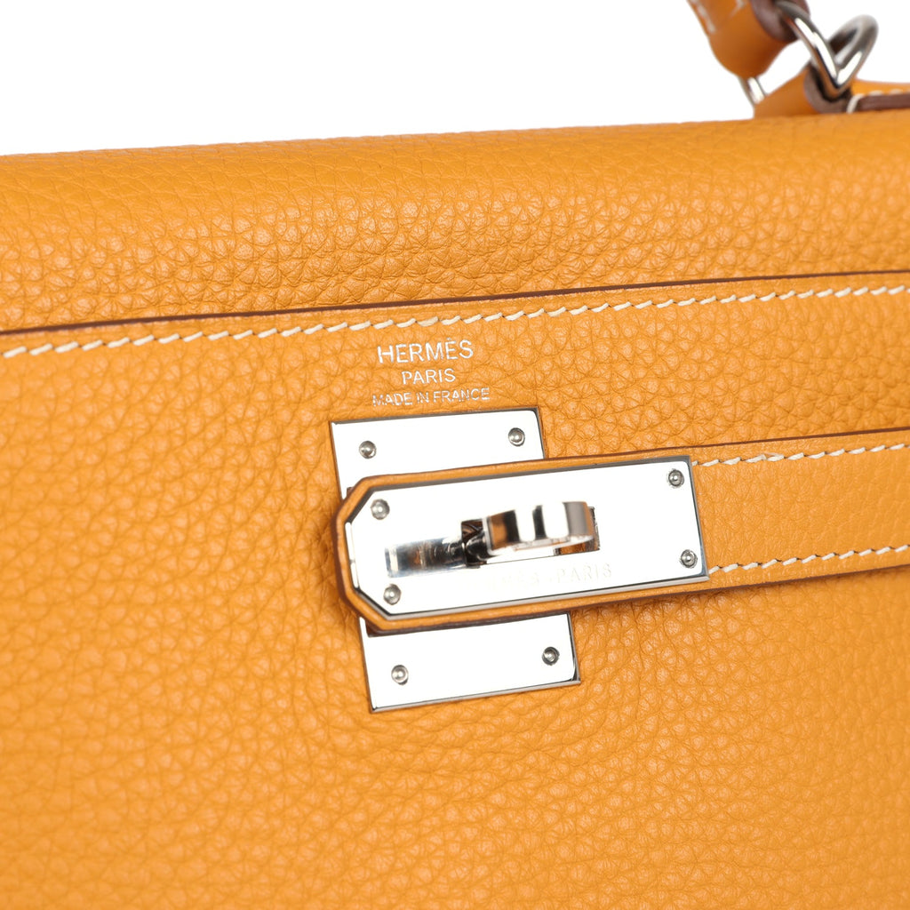 Kelly Retourne 28 Moutarde Clemence Palladium Hardware Bag