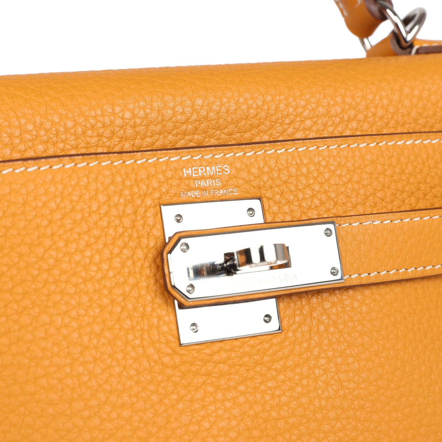 Kelly Retourne 28 Moutarde Clemence Palladium Hardware Bag