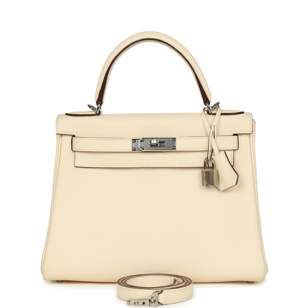 Kelly Retourne 28 Nata Clemence Palladium Hardware Bag