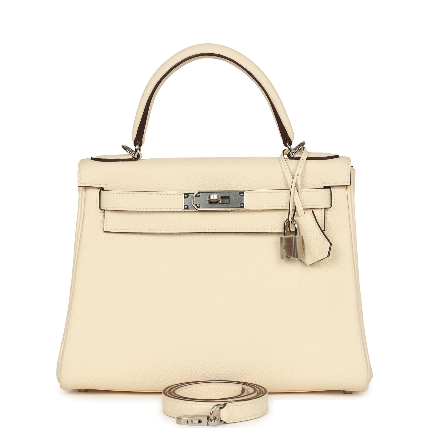Kelly Retourne 28 Nata Clemence Palladium Hardware Bag