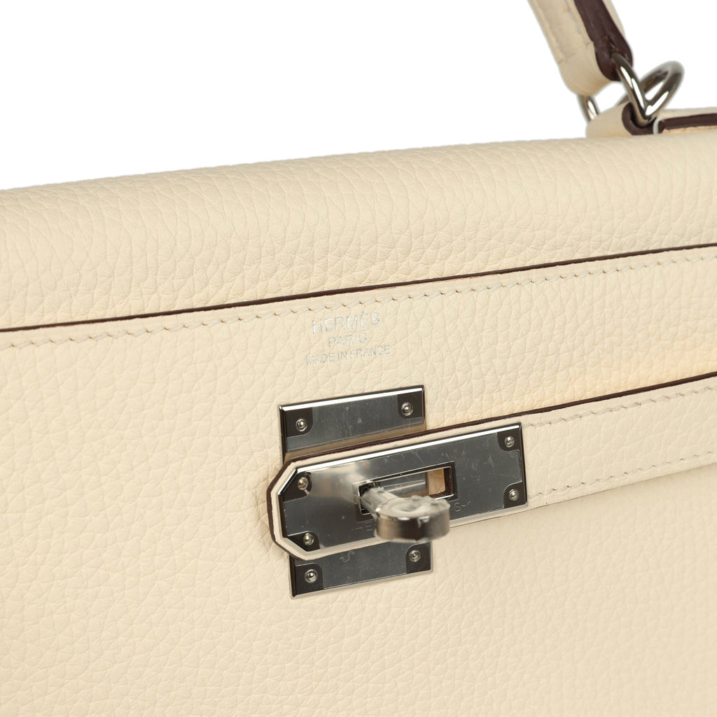 Kelly Retourne 28 Nata Clemence Palladium Hardware Bag