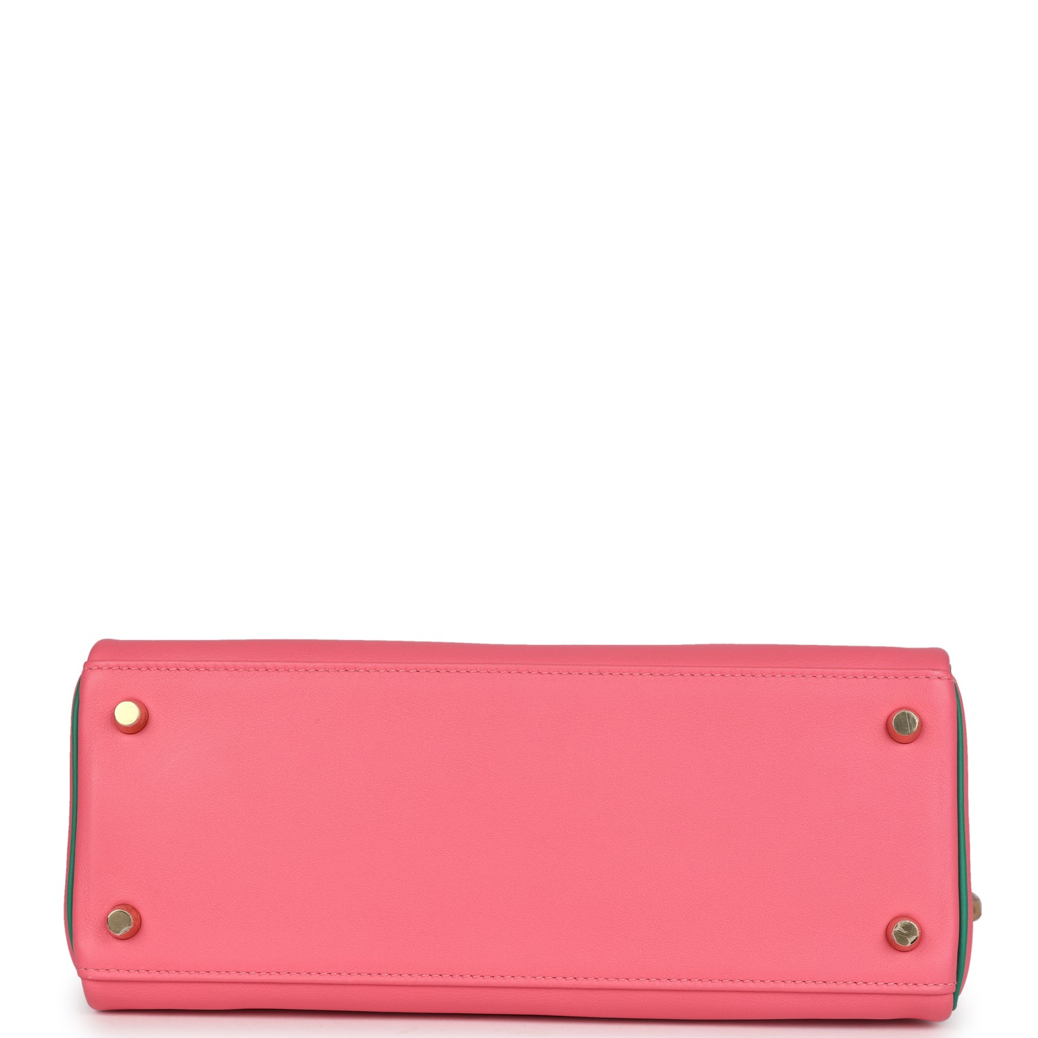 Kelly Retourne 28 Rose Azalee and Vert Vertigo Swift Gold Hardware Bag