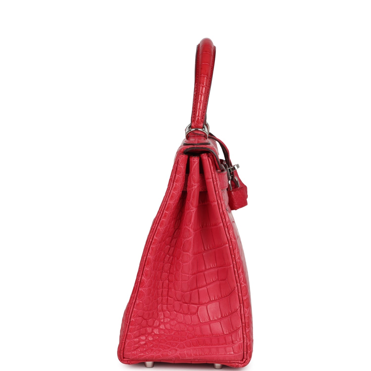 Kelly Retourne 28 Rose Extreme Matte Alligator Palladium Hardware Bag