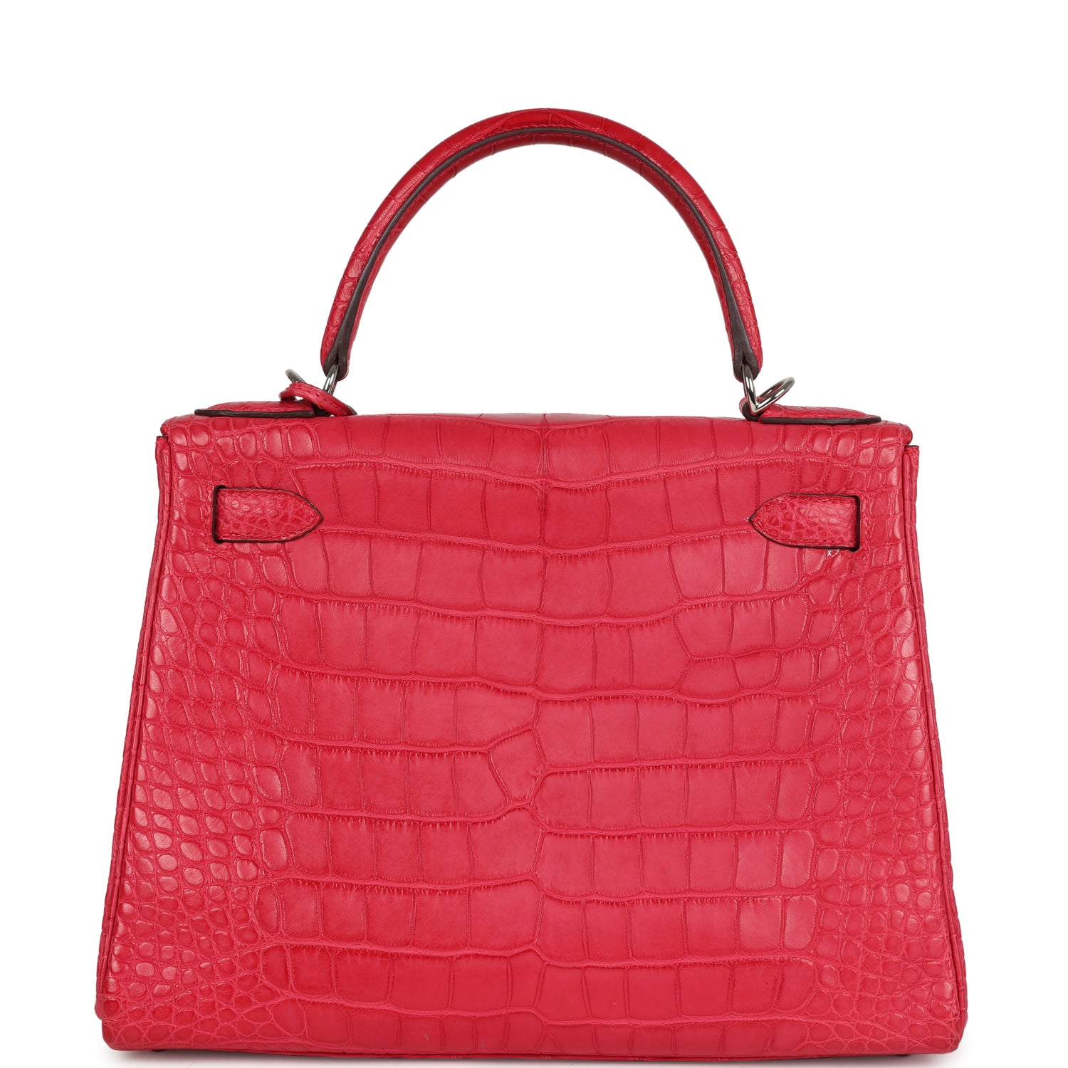 Kelly Retourne 28 Rose Extreme Matte Alligator Palladium Hardware Bag