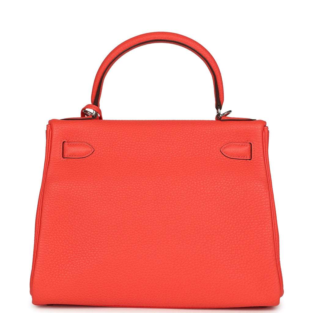 Kelly Retourne 28 Rose Texas Clemence Palladium Hardware Bag
