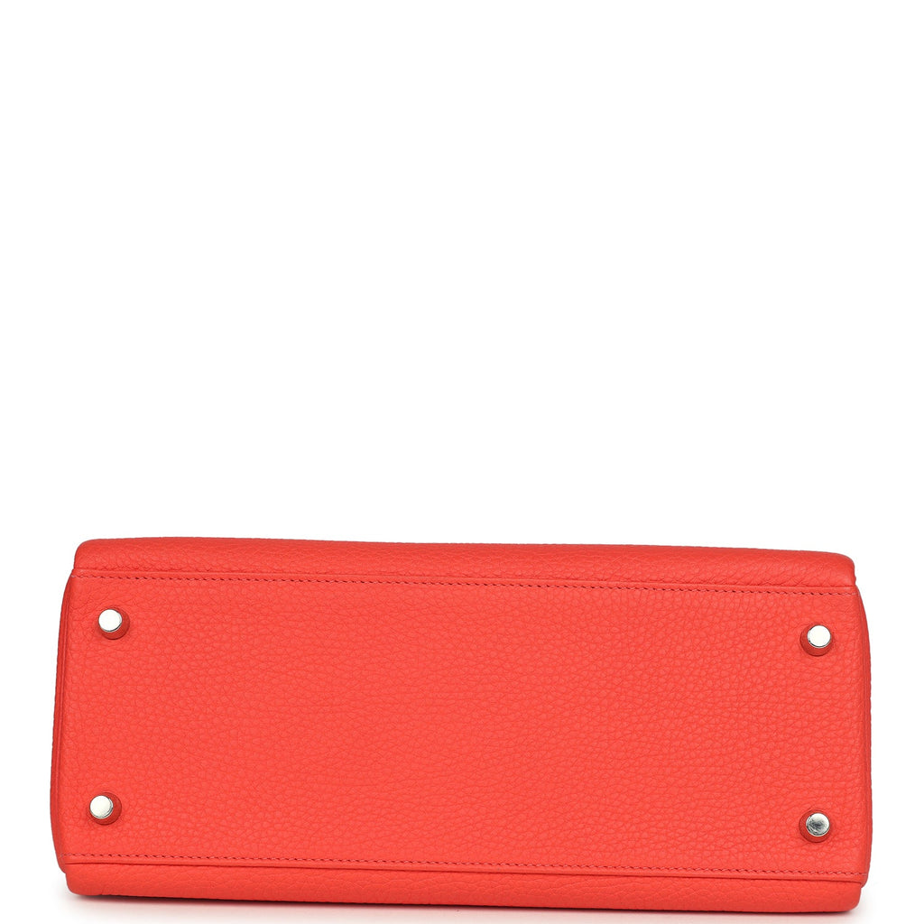 Kelly Retourne 28 Rose Texas Clemence Palladium Hardware Bag