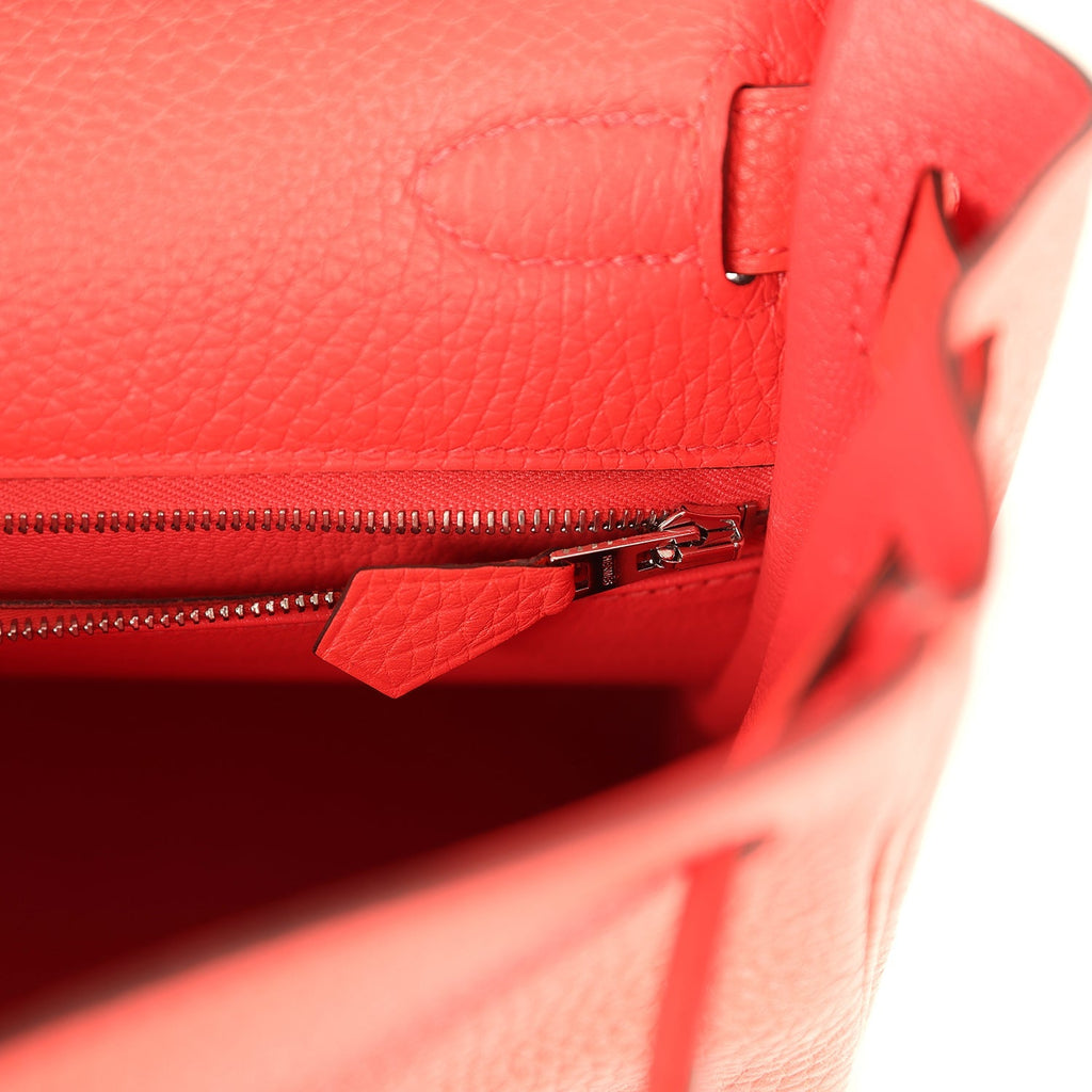 Kelly Retourne 28 Rose Texas Clemence Palladium Hardware Bag