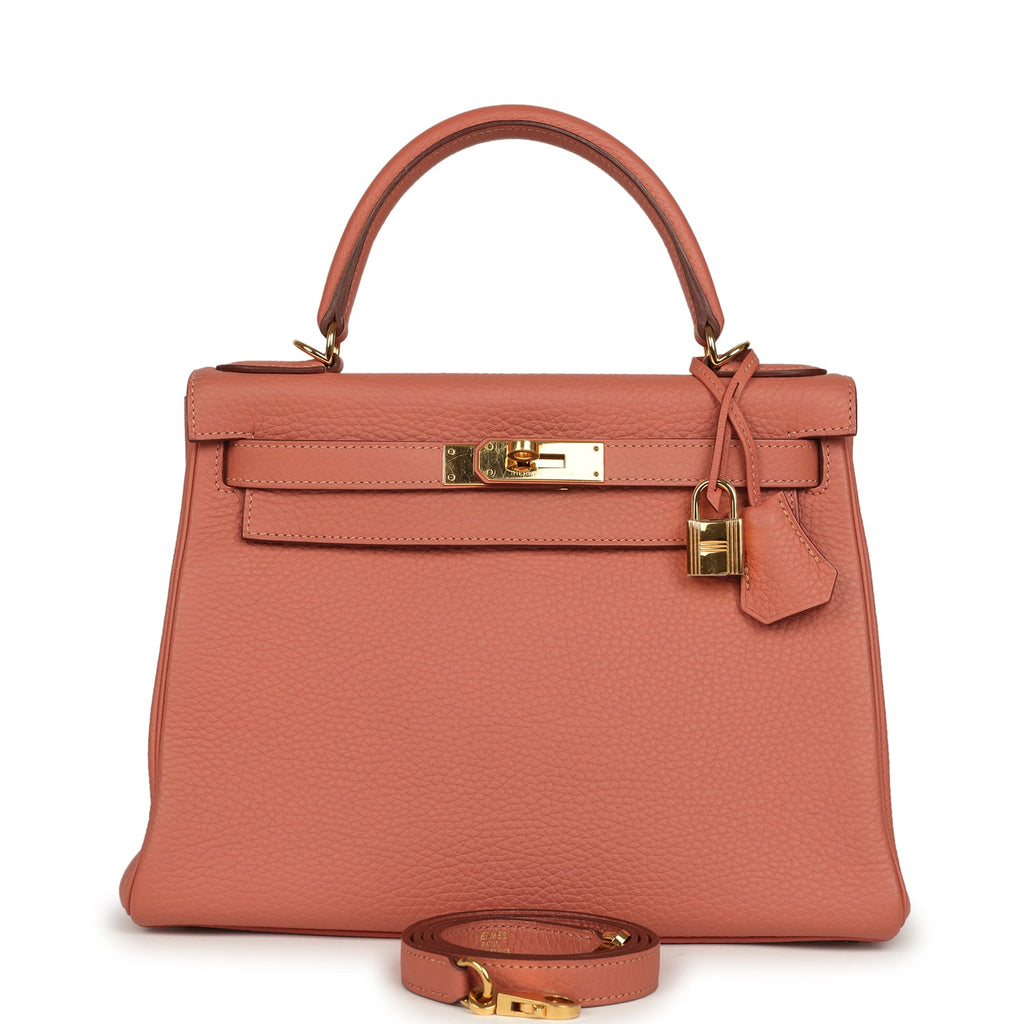 Kelly Retourne 28 Rosy Togo Gold Hardware Bag