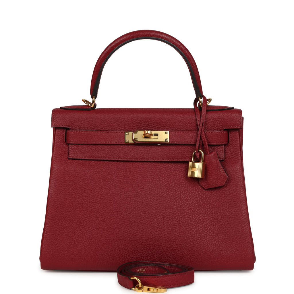 Kelly Retourne 28 Rouge Grenat Togo Gold Hardware Bag