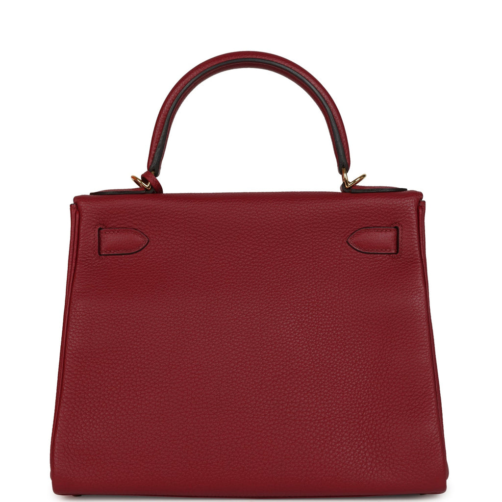 Kelly Retourne 28 Rouge Grenat Togo Gold Hardware Bag