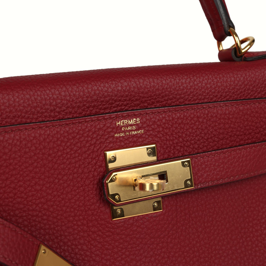 Kelly Retourne 28 Rouge Grenat Togo Gold Hardware Bag