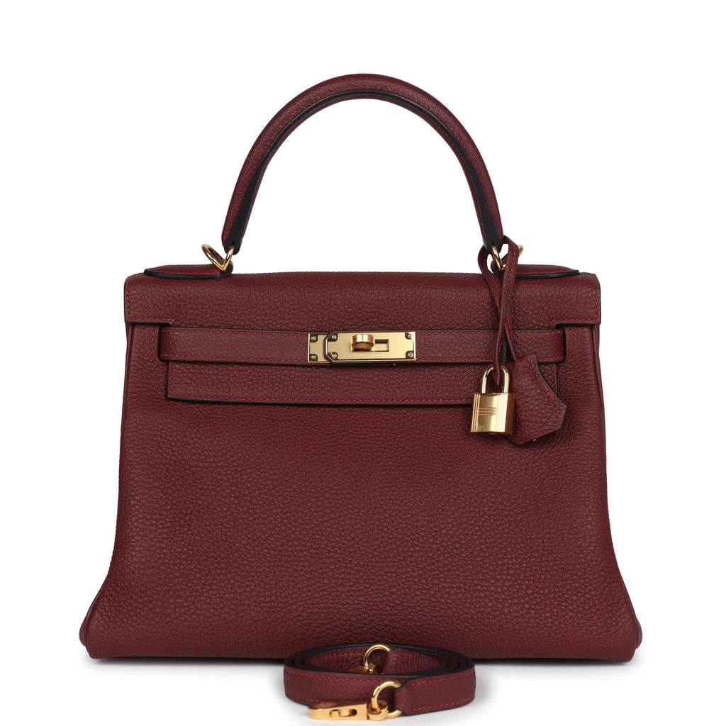 Kelly Retourne 28 Rouge H Togo Gold Hardware Bag
