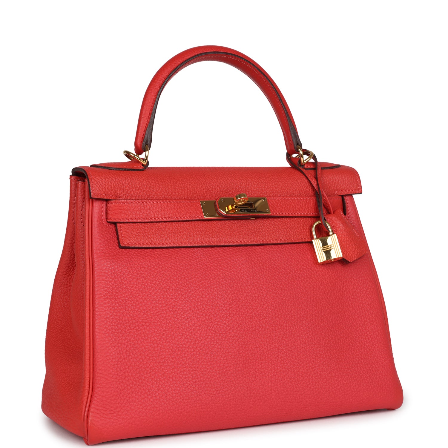 Kelly Retourne 28 Rouge Pivoine Togo Gold Hardware Bag