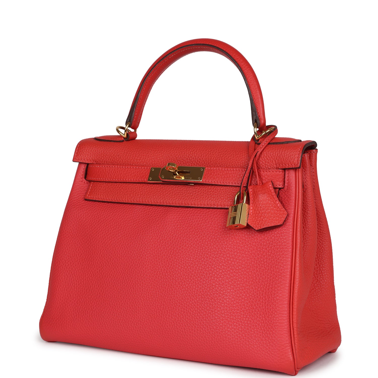 Kelly Retourne 28 Rouge Pivoine Togo Gold Hardware Bag
