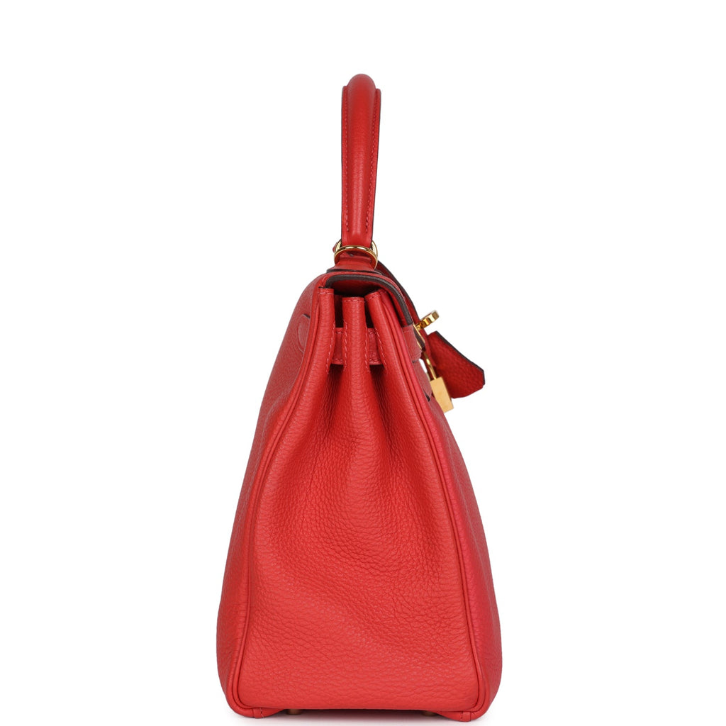 Kelly Retourne 28 Rouge Pivoine Togo Gold Hardware Bag
