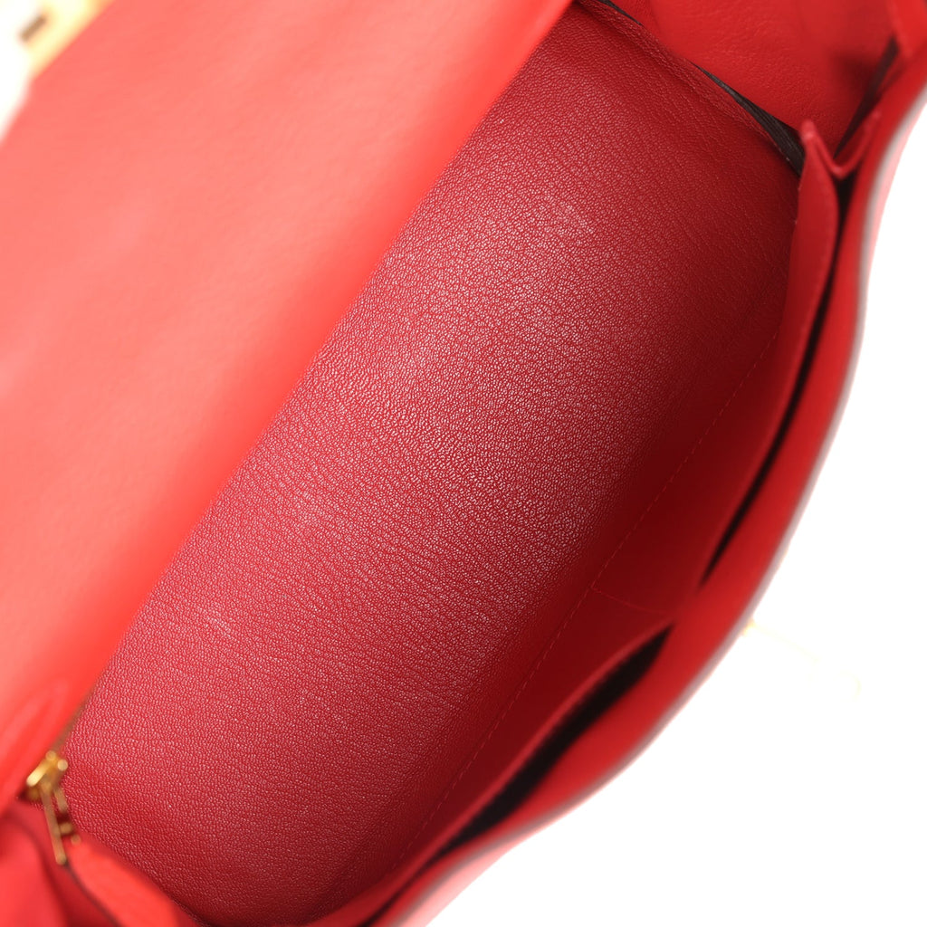 Kelly Retourne 28 Rouge Pivoine Togo Gold Hardware Bag