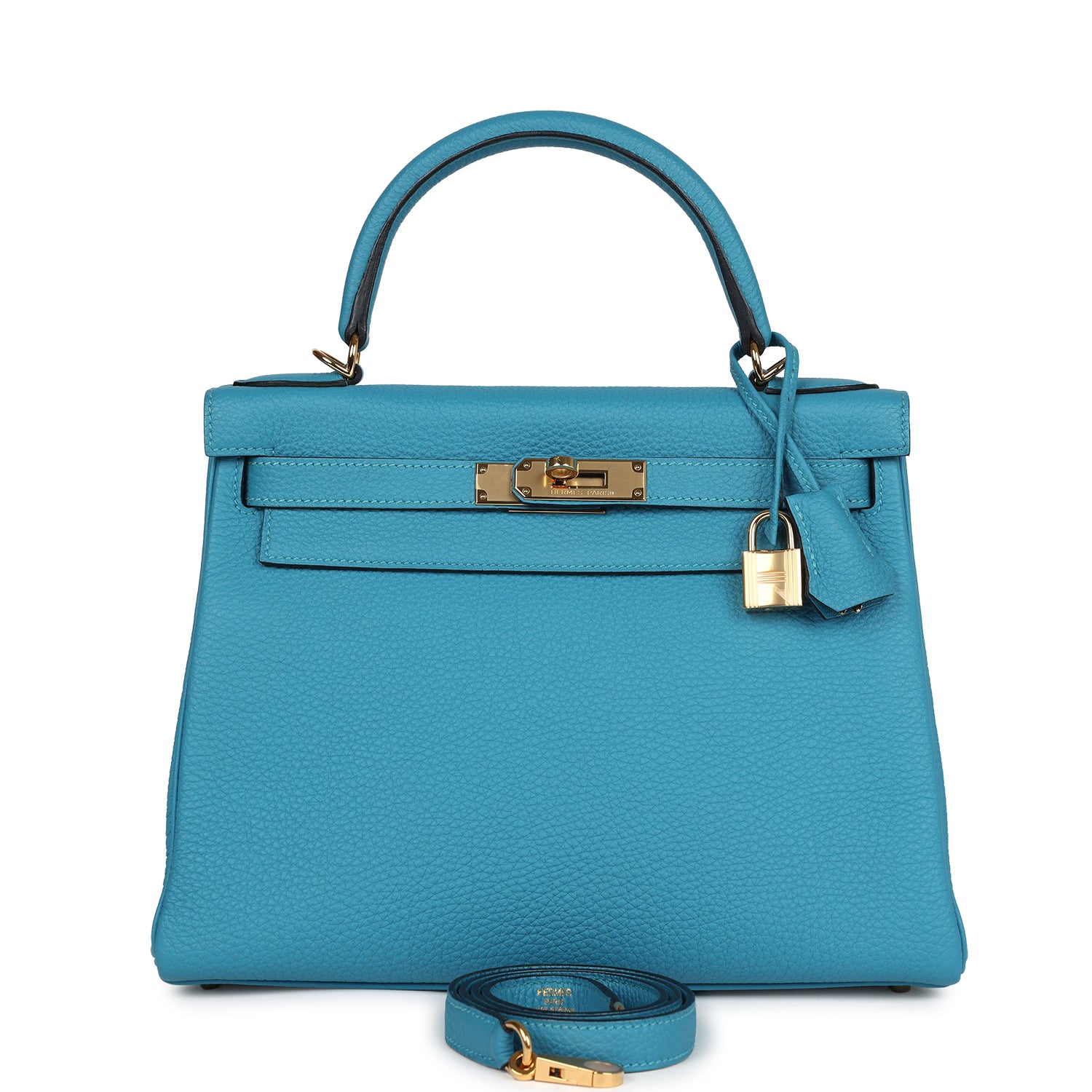 Kelly Retourne 28 Turquoise Togo Gold Hardware Bag