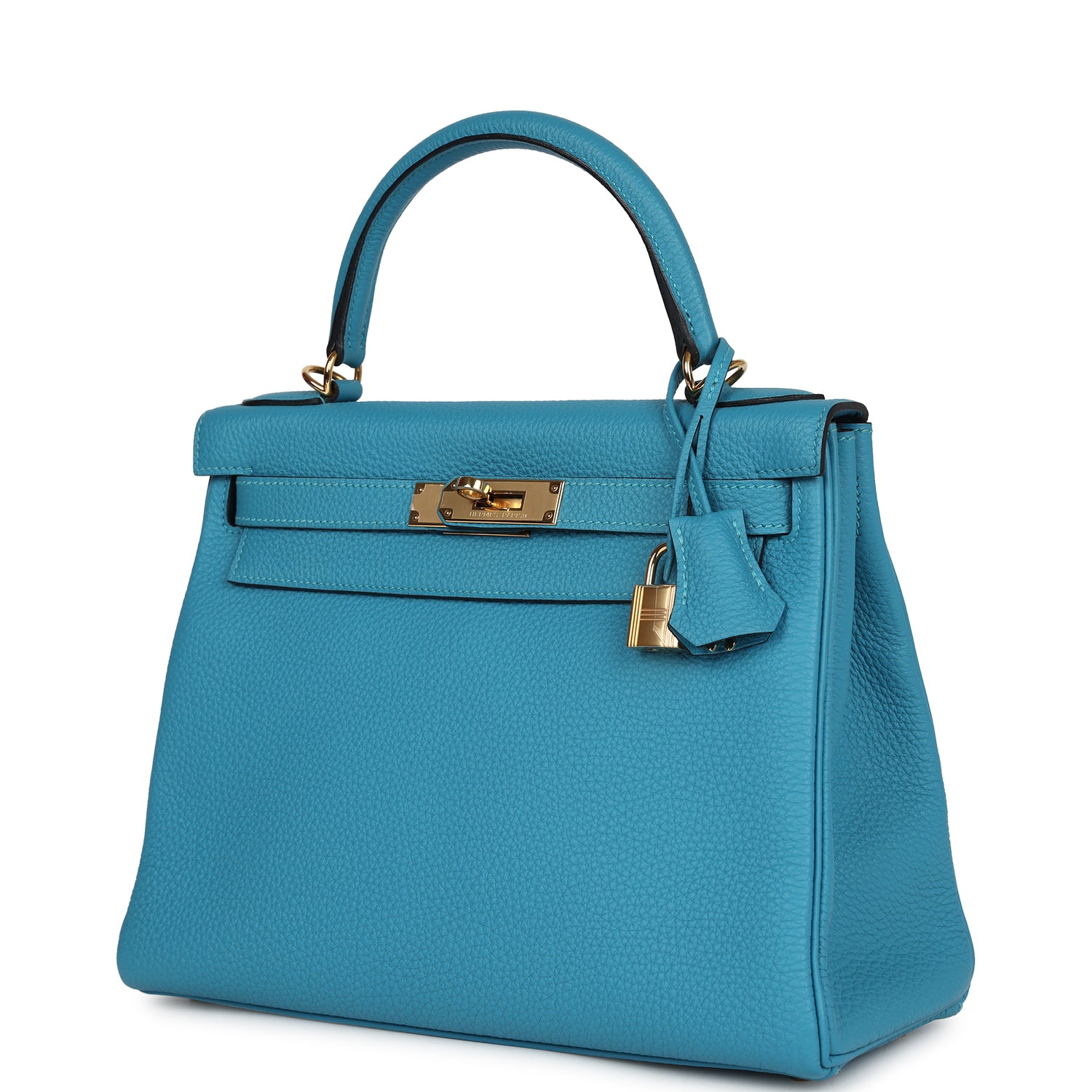 Kelly Retourne 28 Turquoise Togo Gold Hardware Bag