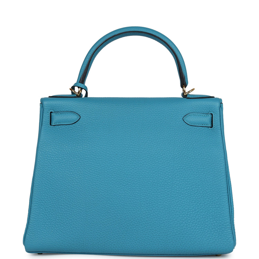 Kelly Retourne 28 Turquoise Togo Gold Hardware Bag