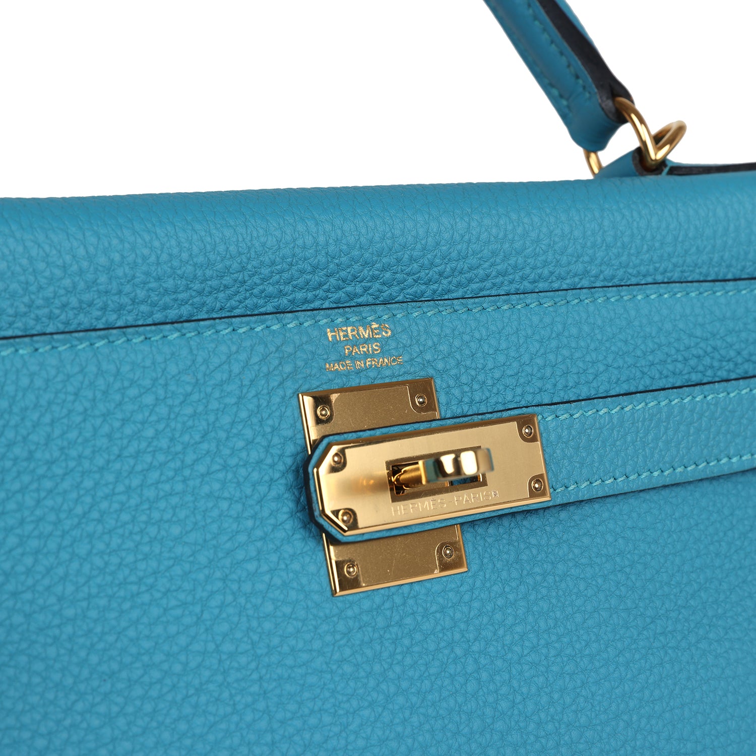 Kelly Retourne 28 Turquoise Togo Gold Hardware Bag