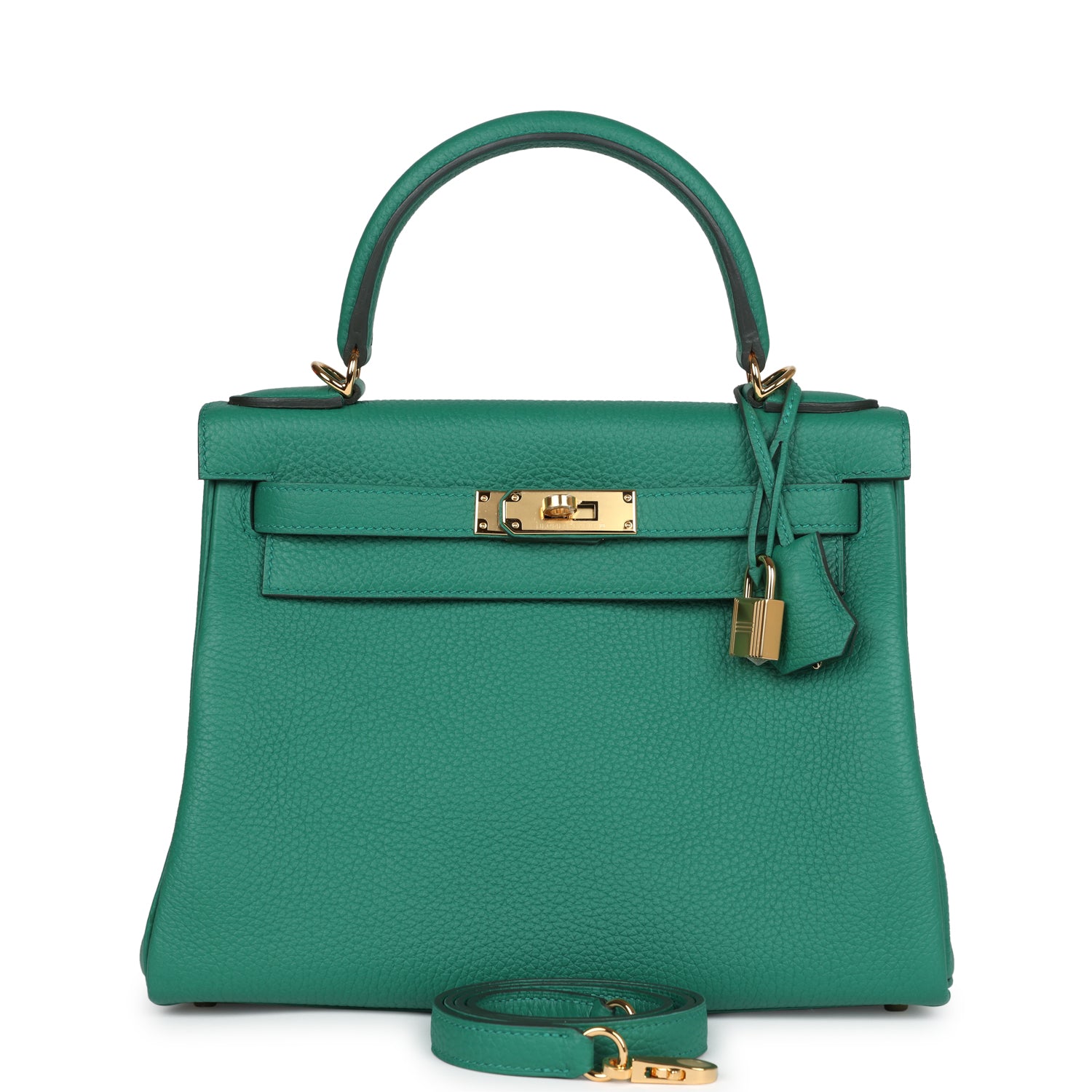 Kelly Retourne 28 Vert Vertigo Clemence Gold Hardware Bag