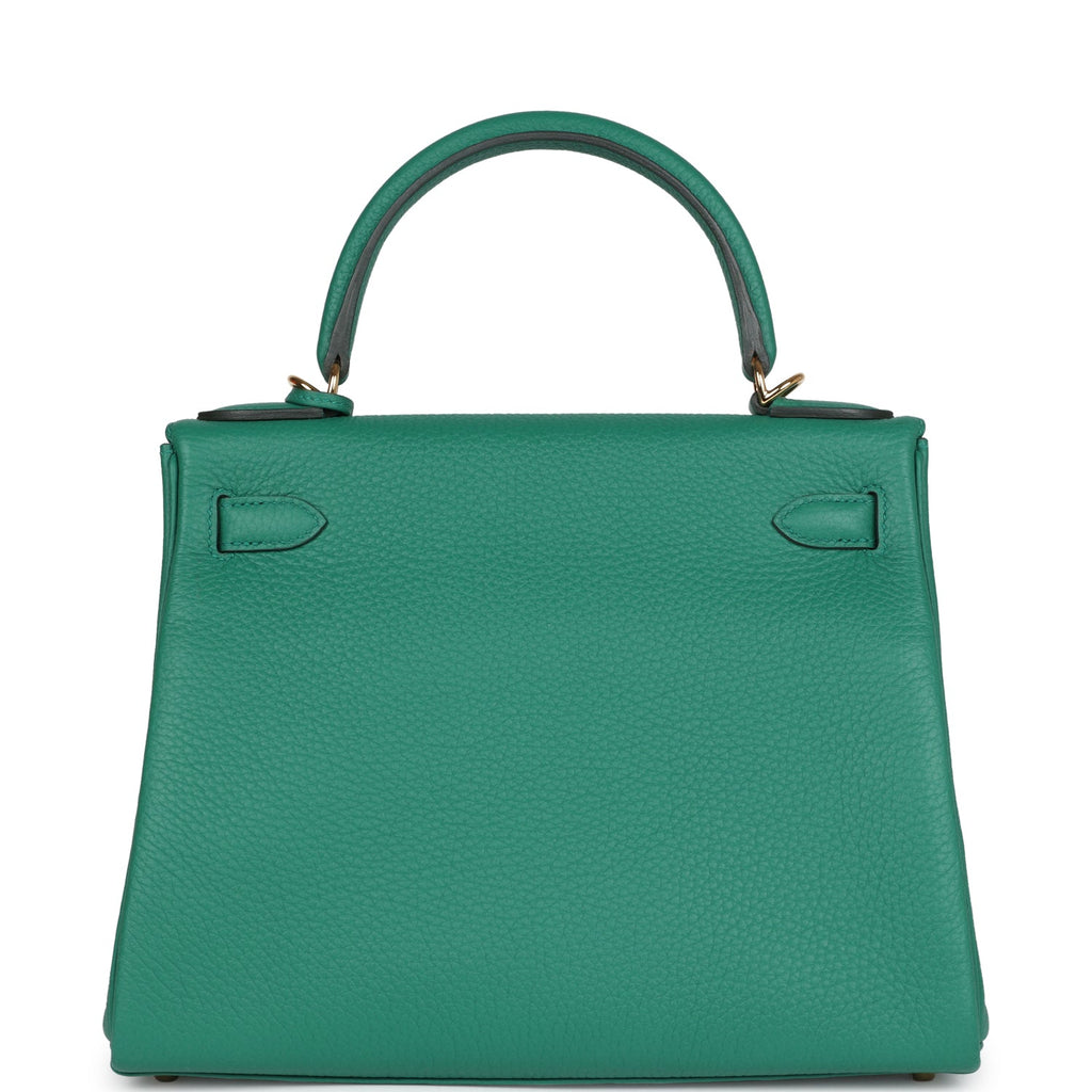 Kelly Retourne 28 Vert Vertigo Clemence Gold Hardware Bag