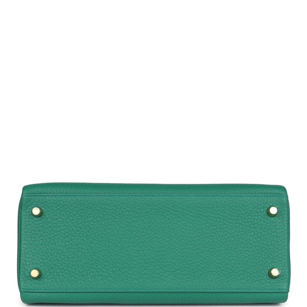 Kelly Retourne 28 Vert Vertigo Clemence Gold Hardware Bag