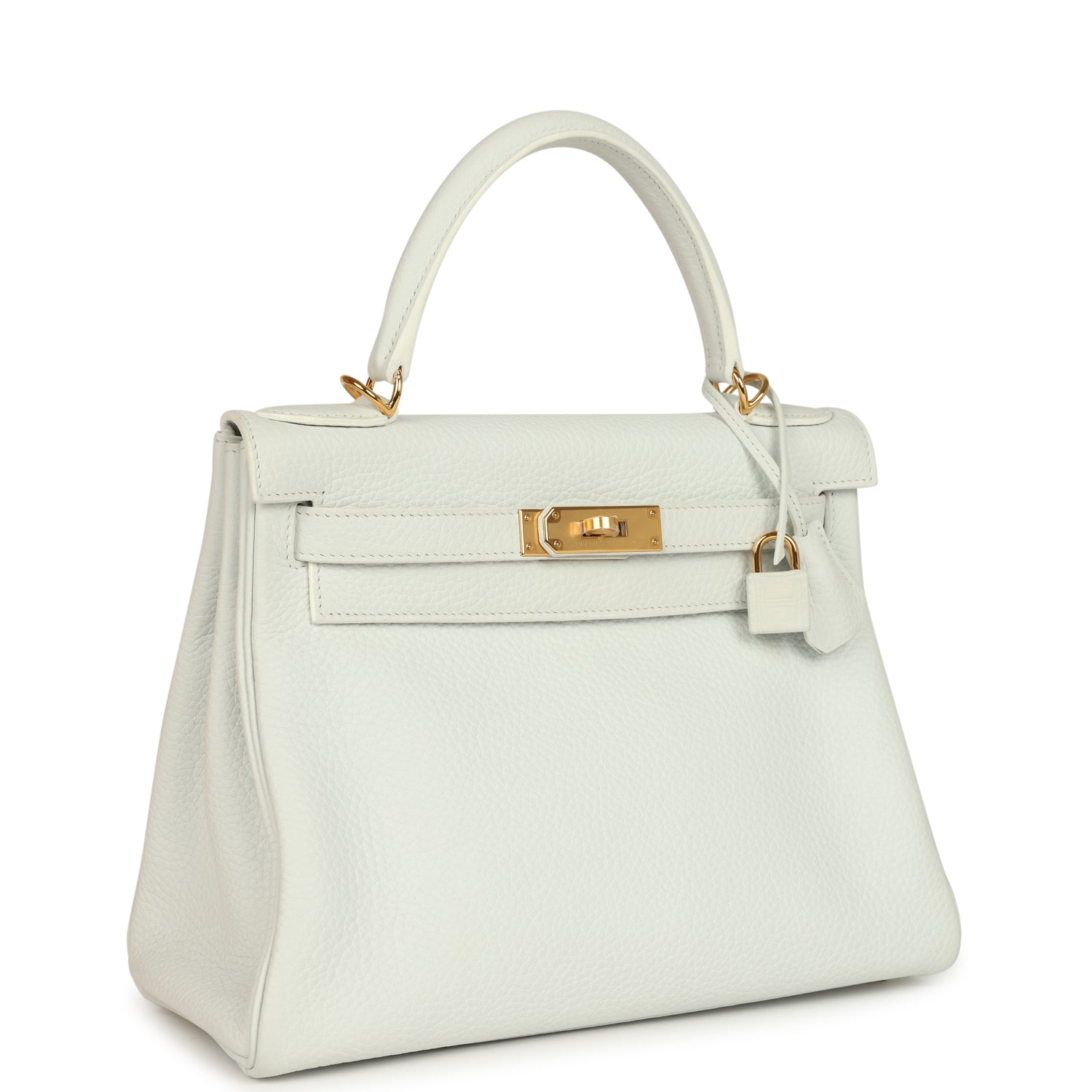 Kelly Retourne 28 White Clemence Gold Hardware Bag