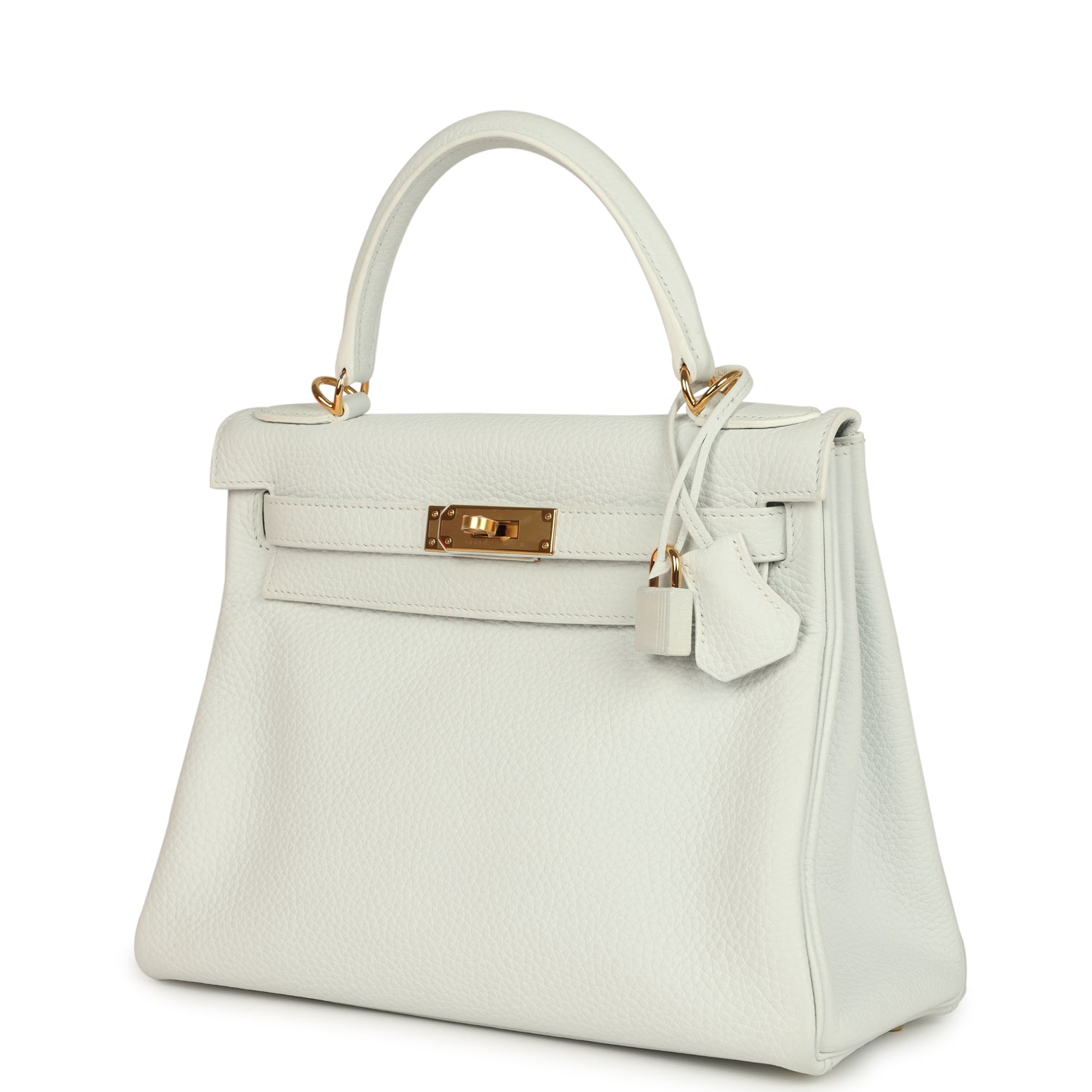 Kelly Retourne 28 White Clemence Gold Hardware Bag