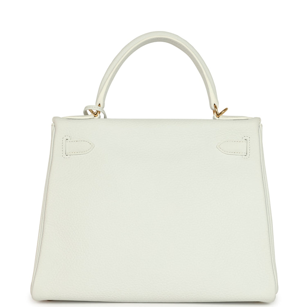 Kelly Retourne 28 White Clemence Gold Hardware Bag