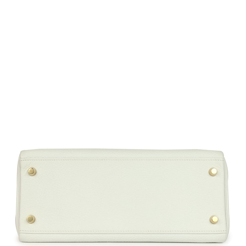 Kelly Retourne 28 White Clemence Gold Hardware Bag